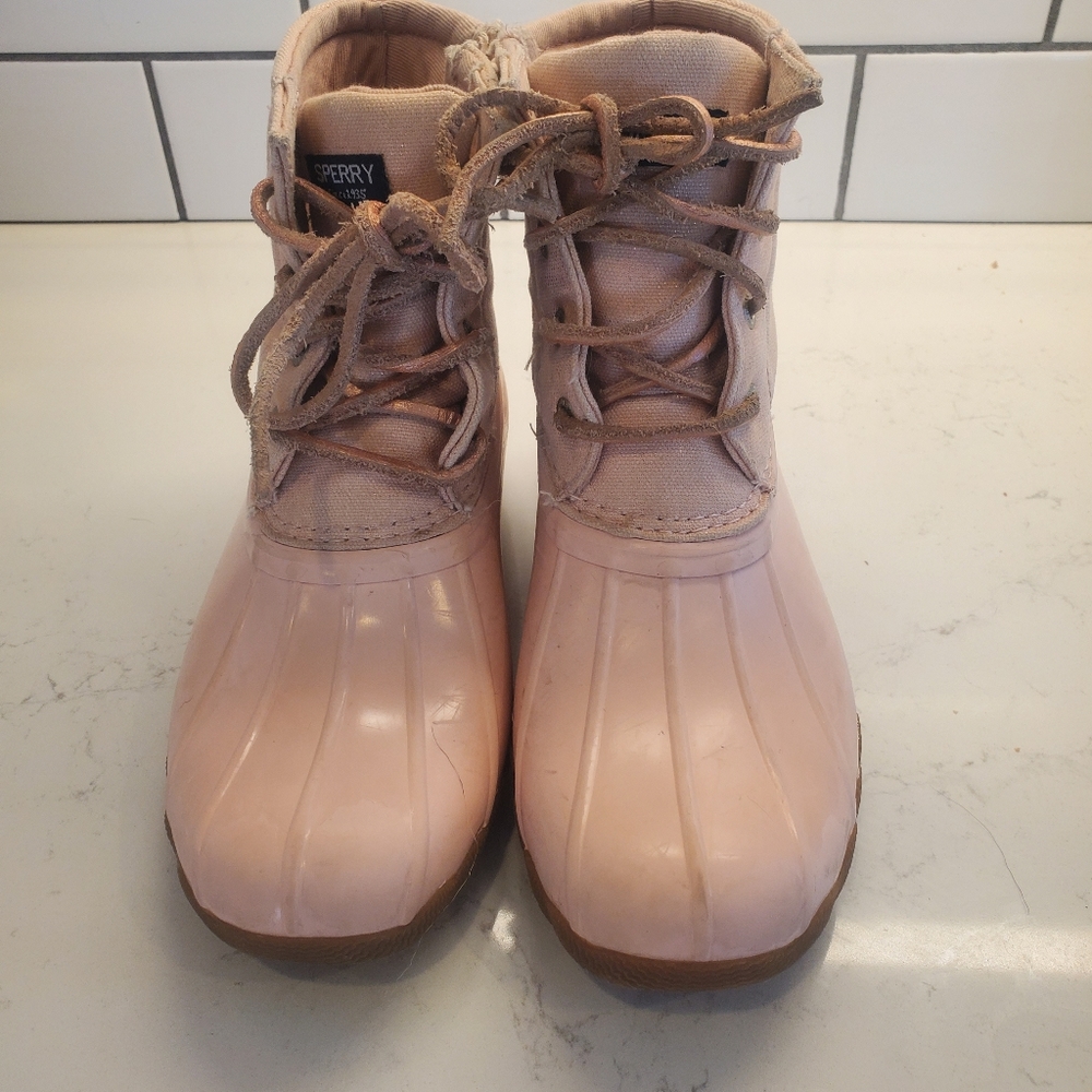 Girls Pink Sperry Duck Boots